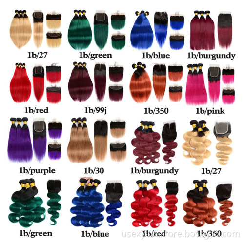 Wholesale Ombre Bundles,Grey Blue Purple Color Human Hair Weave Bundles , Natural Virgin ombre Brazilian Hair bundles